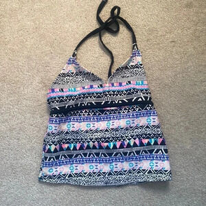 Xhilaration black patterned tankini size 10 / 12